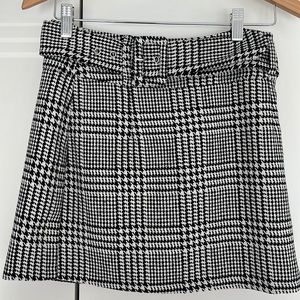 Black & White Belted Gingham Skirt